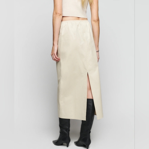 NWT Reformation Midi Tie Waist Skirt - Oat - Medium - Picture 9 of 9